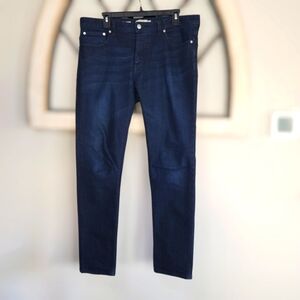 Topman Stretch Skinny Dark Wash Button Fly Straight Leg Denim Jeans Size 34x30